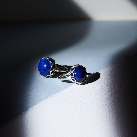 Anello NIDO MINI In Argento 925 con Lapislazzuli - Misura 12