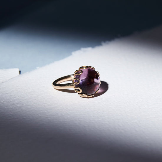 Anello NIDO In Bronzo con Ametista - Misura 14
