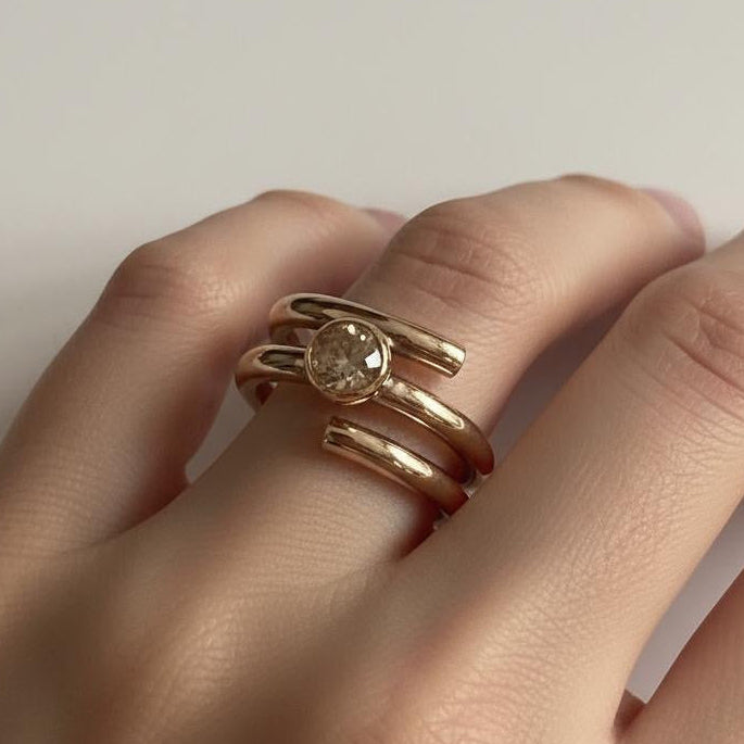 Anello Circle con Quarzo Lemon